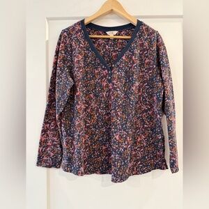 Terra & Sky Blue Pink Floral Long Sleeve Blouse